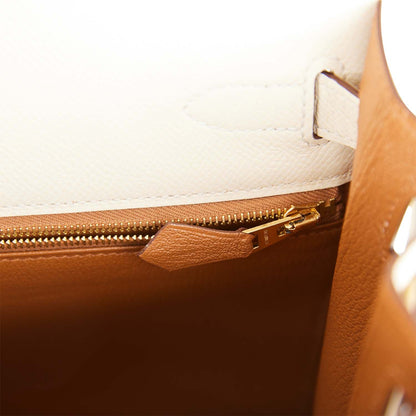 Hermes Special Order (HSS) Kelly 28 Sellier Nata Verso Epsom Brushed Gold Hardware