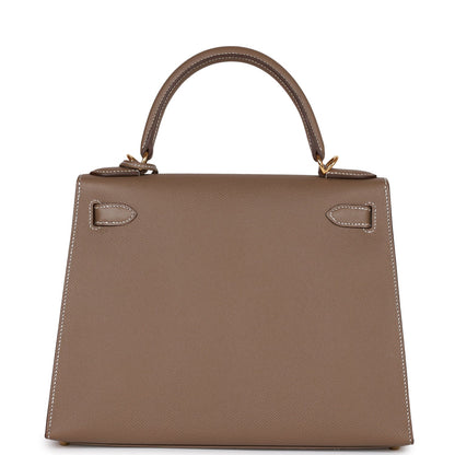 Hermes Kelly 28 Sellier Etoupe Epsom Gold Hardware
