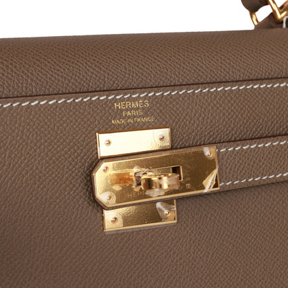 Hermes Kelly 28 Sellier Etoupe Epsom Gold Hardware