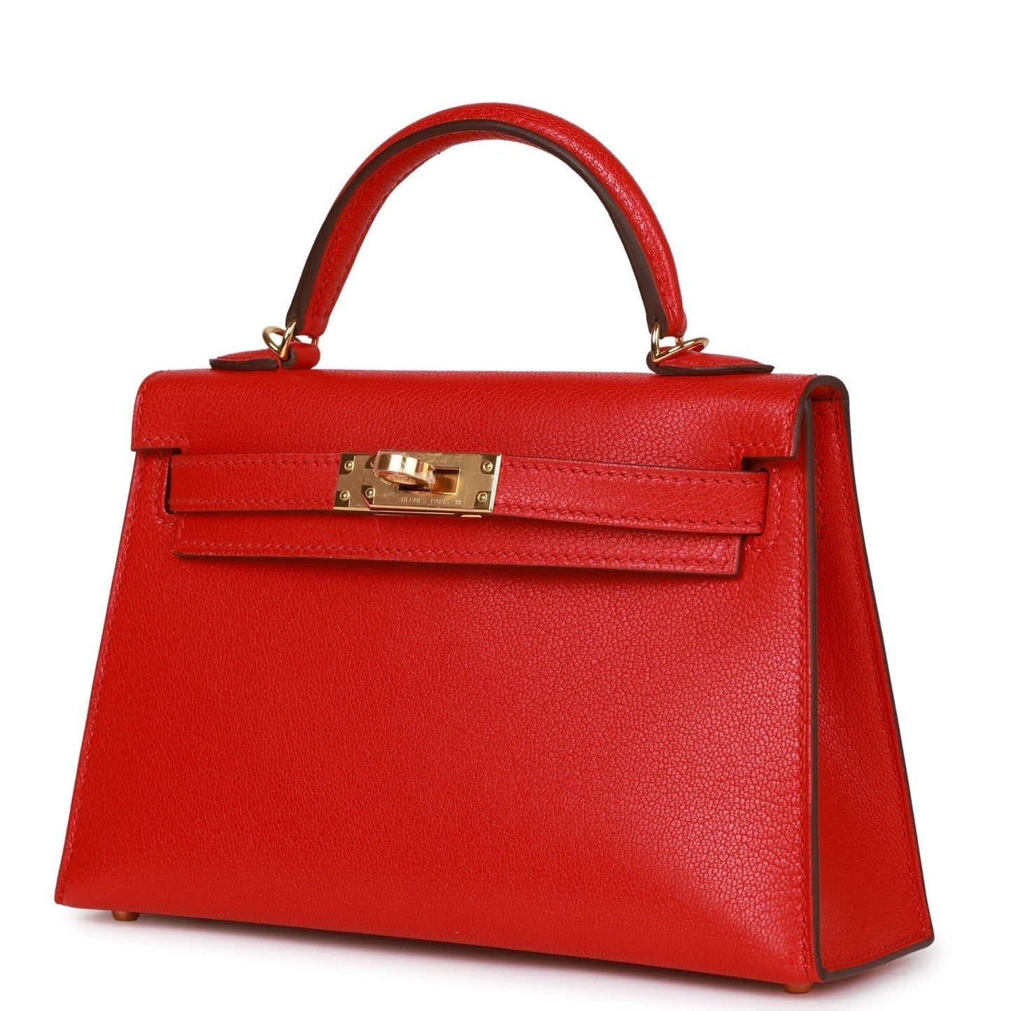 Hermes Kelly 20 Sellier Rouge de Coeur Chevre Gold Hardware