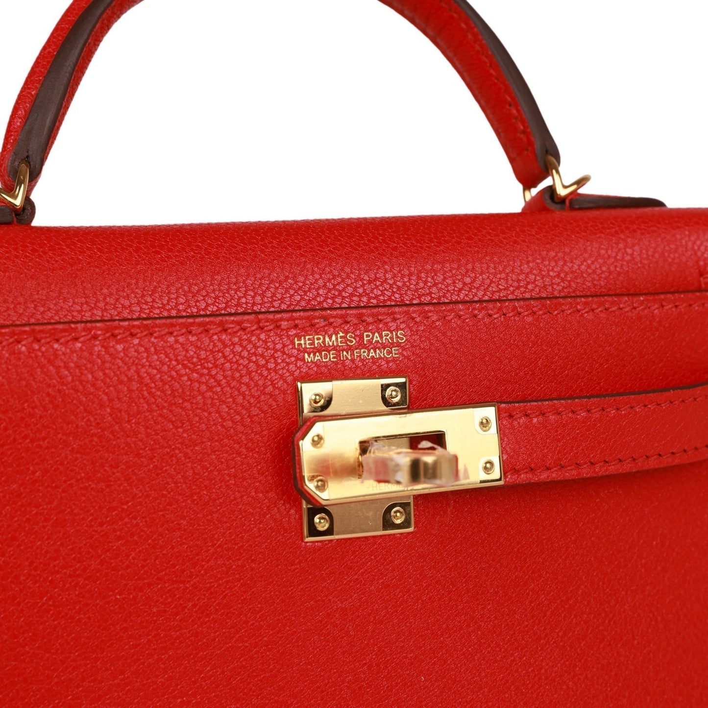 Hermes Kelly 20 Sellier Rouge de Coeur Chevre Gold Hardware