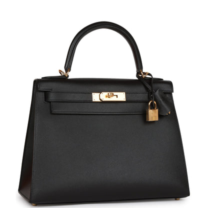 Hermes Kelly 28 Sellier Black Madame Gold Hardware