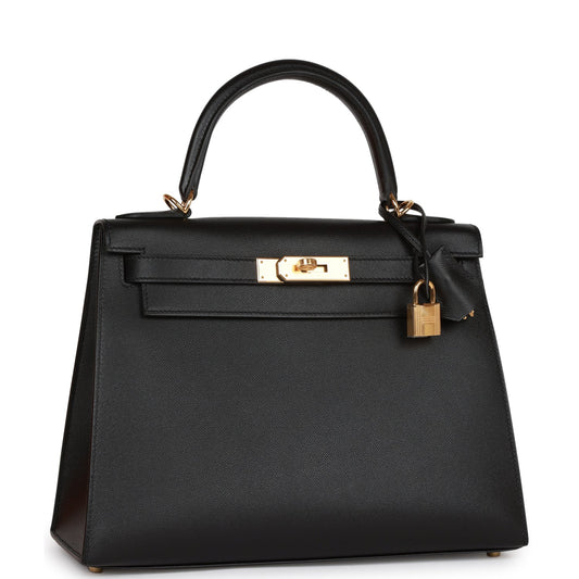 Hermes Kelly 28 Sellier Black Madame Gold Hardware