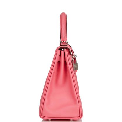 Hermes Kelly 25 Retourne Rose Azalee Swift Palladium Hardware