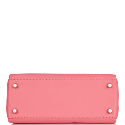 Hermes Kelly 25 Retourne Rose Azalee Swift Palladium Hardware