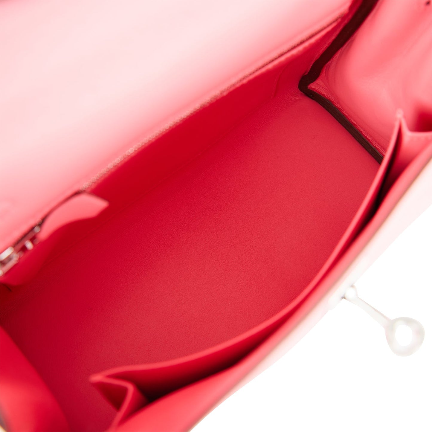 Hermes Kelly 25 Retourne Rose Azalee Swift Palladium Hardware