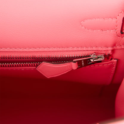 Hermes Kelly 25 Retourne Rose Azalee Swift Palladium Hardware