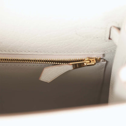 Hermes Kelly 25 Sellier Gris Perle Ostrich Gold Hardware