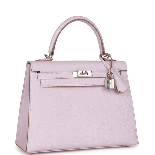 Hermes Kelly 25 Sellier Mauve Pale Epsom Palladium Hardware