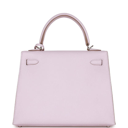 Hermes Kelly 25 Sellier Mauve Pale Epsom Palladium Hardware