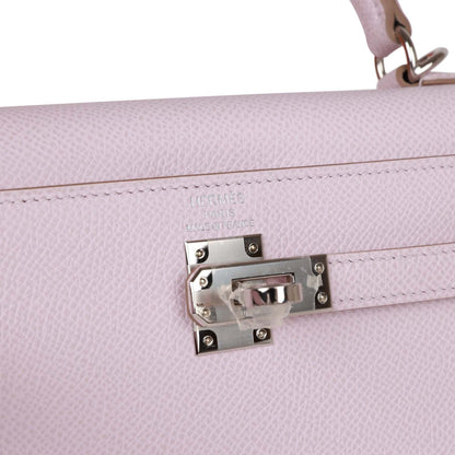 Hermes Kelly 25 Sellier Mauve Pale Epsom Palladium Hardware