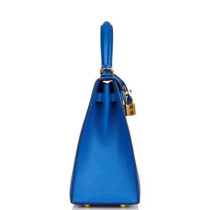Hermes Kelly 25 Sellier Bleu France Epsom Gold Hardware
