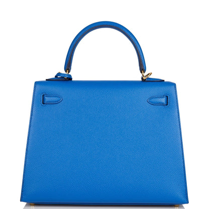 Hermes Kelly 25 Sellier Bleu France Epsom Gold Hardware