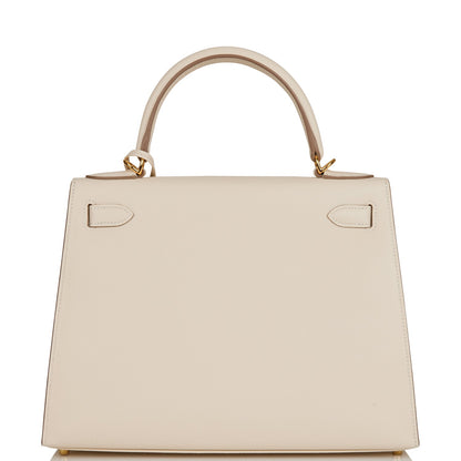 Hermes Kelly 28 Sellier Craie Epsom Gold Hardware