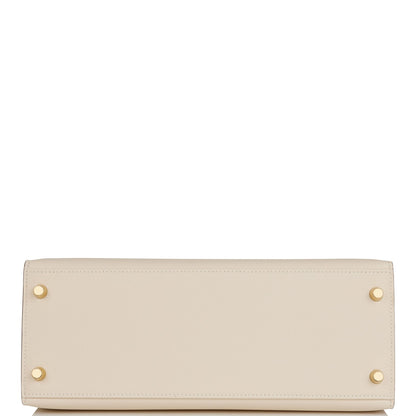Hermes Kelly 28 Sellier Craie Epsom Gold Hardware