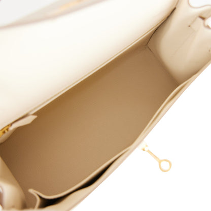 Hermes Kelly 28 Sellier Craie Epsom Gold Hardware