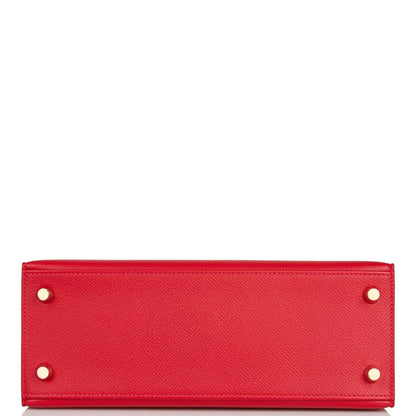 Hermes Kelly 25 Sellier Rouge Casaque Epsom Gold Hardware