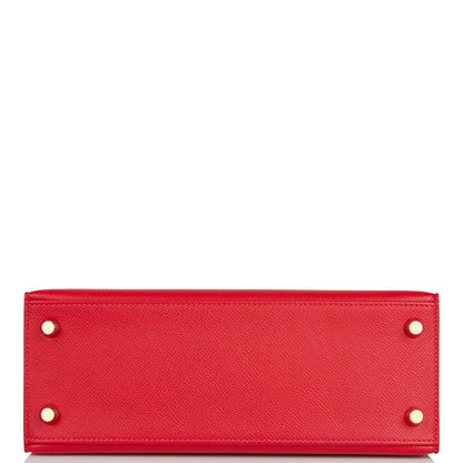 Hermes Kelly 25 Sellier Rouge Casaque Epsom Gold Hardware