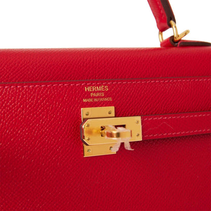 Hermes Kelly 25 Sellier Rouge Casaque Epsom Gold Hardware