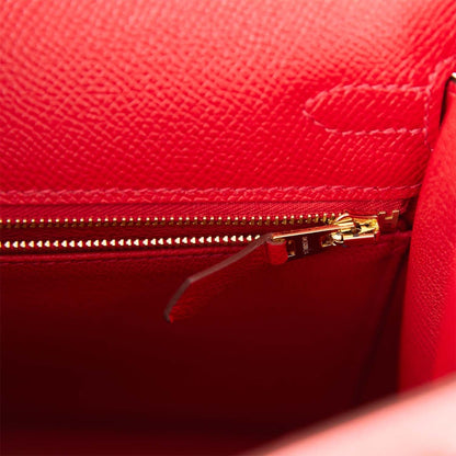 Hermes Kelly 25 Sellier Rouge Casaque Epsom Gold Hardware