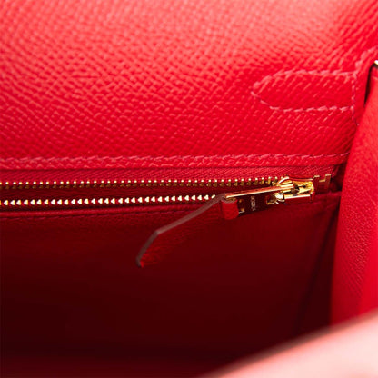 Hermes Kelly 25 Sellier Rouge Casaque Epsom Gold Hardware