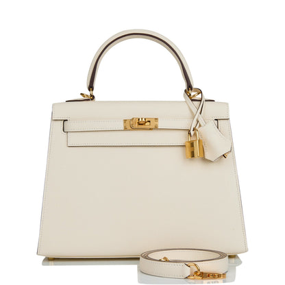 Hermes Kelly 25 Sellier Nata Epsom Gold Hardware