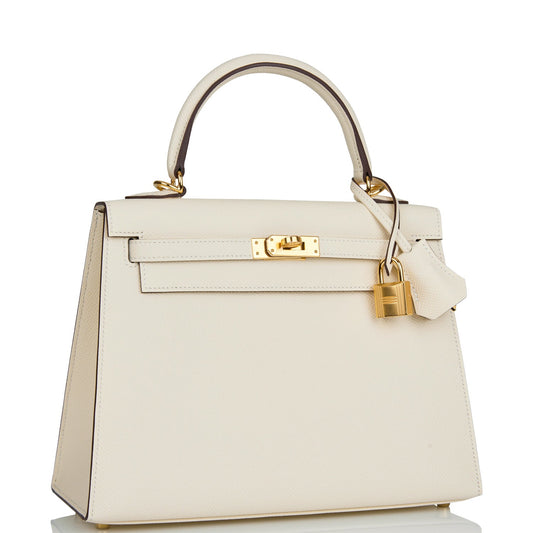 Hermes Kelly 25 Sellier Nata Epsom Gold Hardware