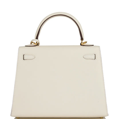 Hermes Kelly 25 Sellier Nata Epsom Gold Hardware