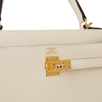 Hermes Kelly 25 Sellier Nata Epsom Gold Hardware