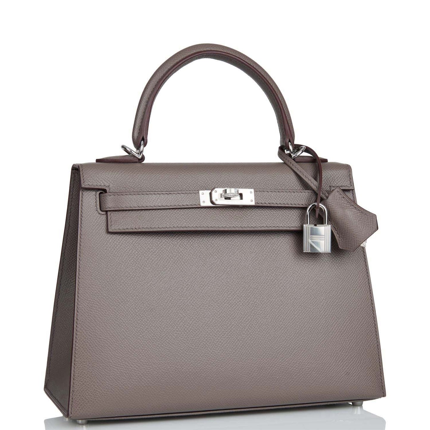 Hermes Kelly 25 Sellier Etain Epsom Palladium Hardware