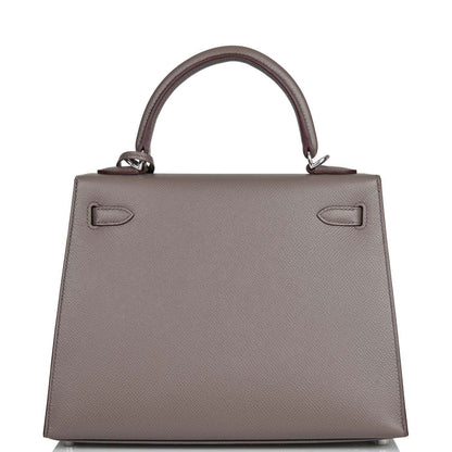 Hermes Kelly 25 Sellier Etain Epsom Palladium Hardware