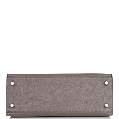 Hermes Kelly 25 Sellier Etain Epsom Palladium Hardware