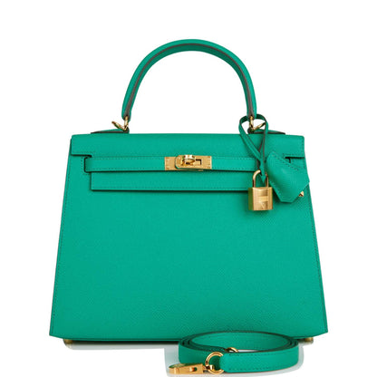 Hermes Kelly 25 Sellier Vert Jade Epsom Gold Hardware