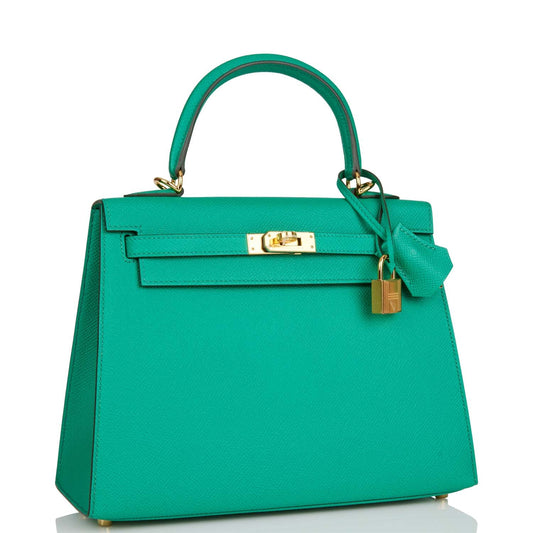 Hermes Kelly 25 Sellier Vert Jade Epsom Gold Hardware
