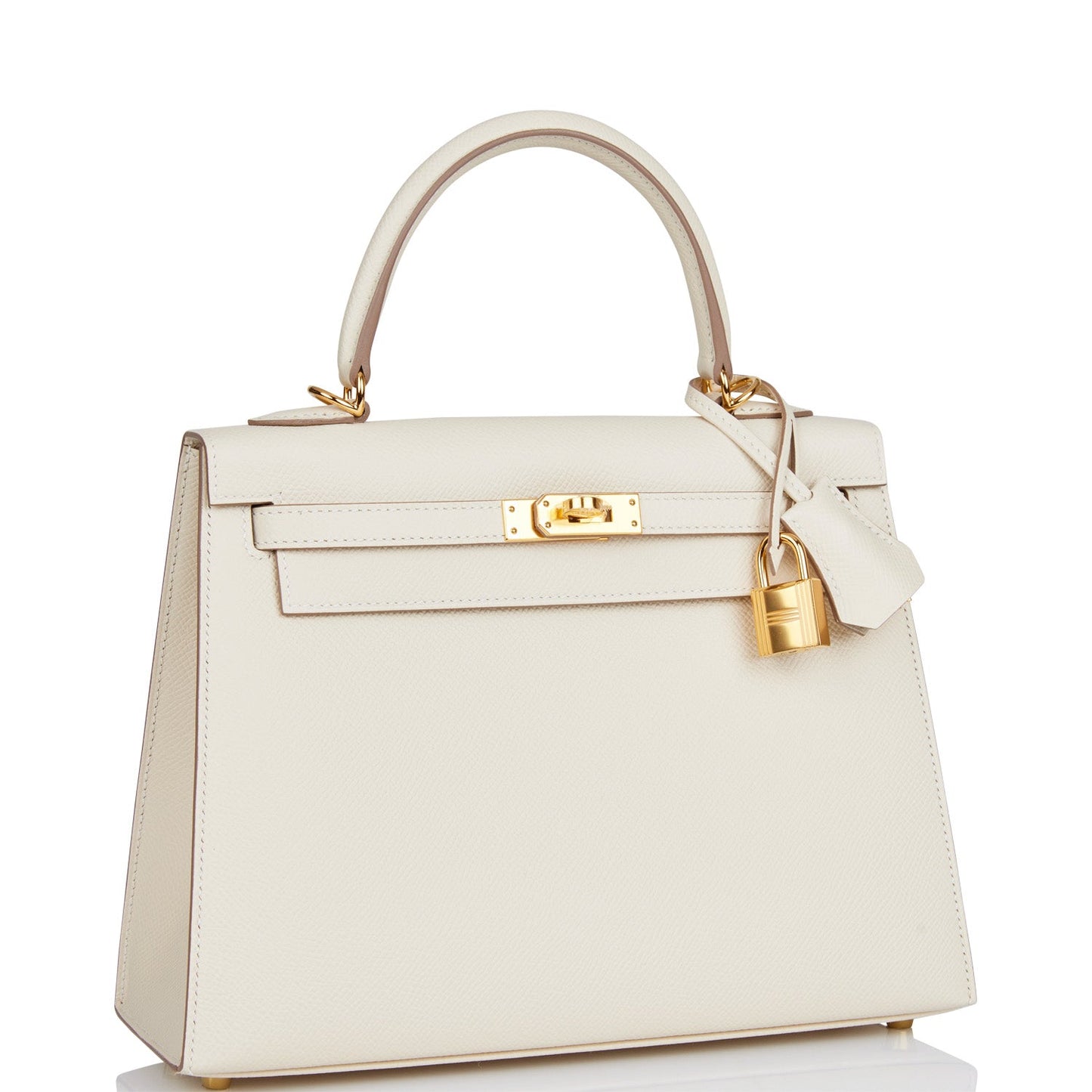 Hermes Kelly 25 Sellier Craie Epsom Gold Hardware
