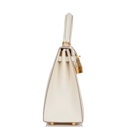 Hermes Kelly 25 Sellier Craie Epsom Gold Hardware