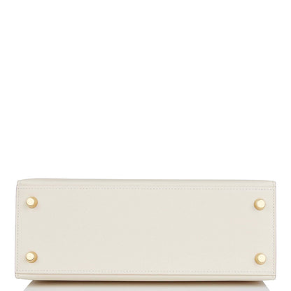 Hermes Kelly 25 Sellier Craie Epsom Gold Hardware