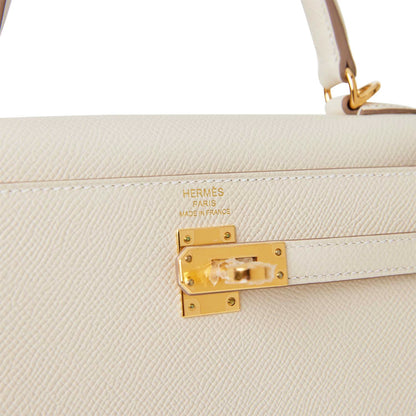 Hermes Kelly 25 Sellier Craie Epsom Gold Hardware