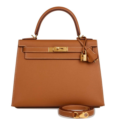 Hermes Kelly 28 Sellier Gold Epsom Gold Hardware