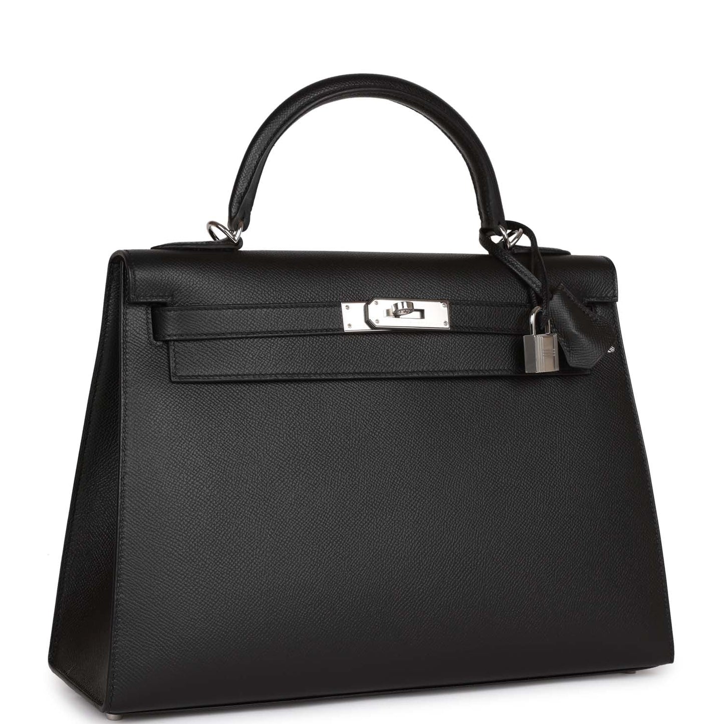 Hermes Kelly 32 Sellier Black Epsom Palladium Hardware