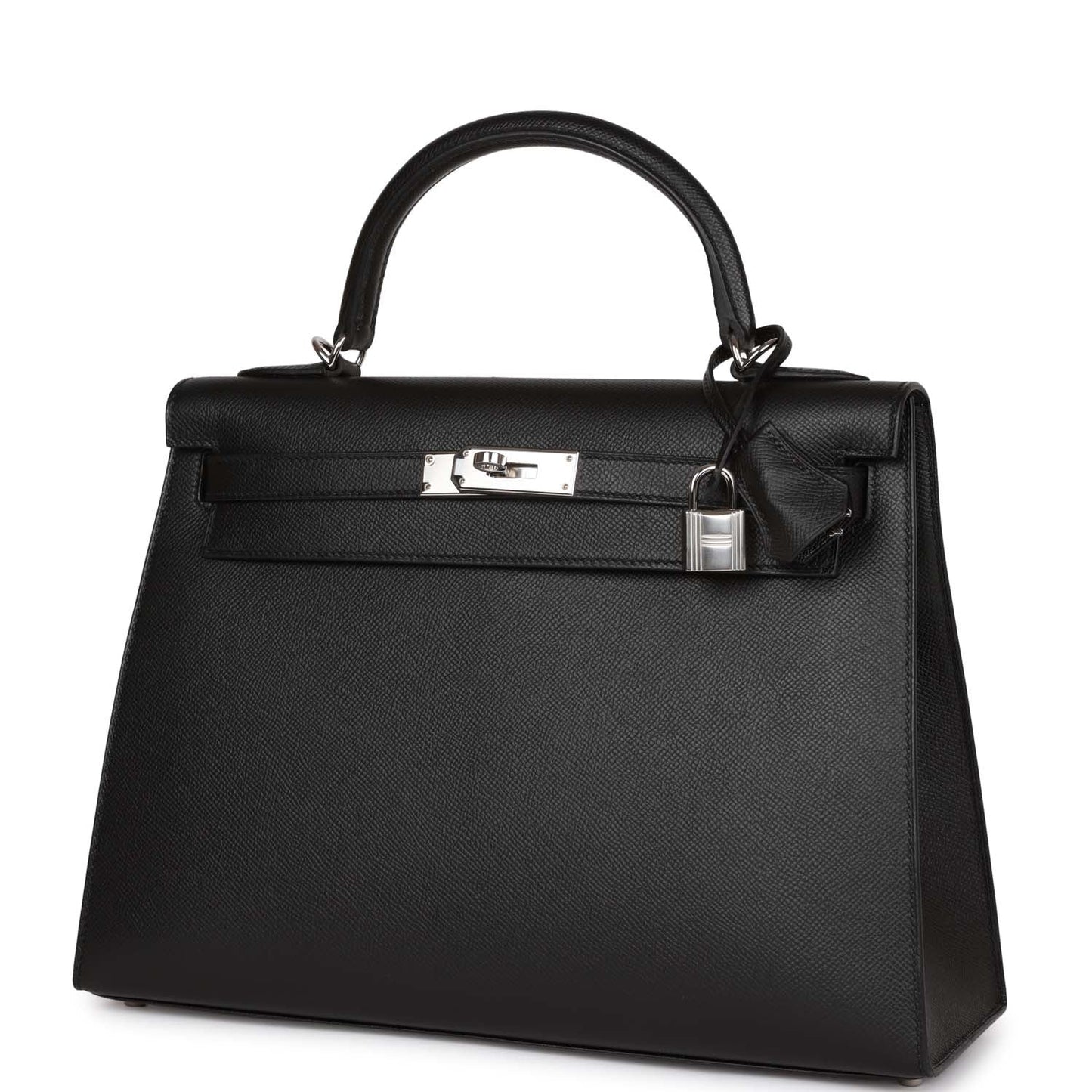 Hermes Kelly 32 Sellier Black Epsom Palladium Hardware