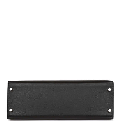 Hermes Kelly 32 Sellier Black Epsom Palladium Hardware