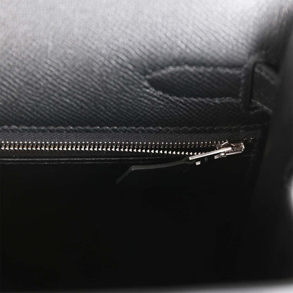 Hermes Kelly 32 Sellier Black Epsom Palladium Hardware