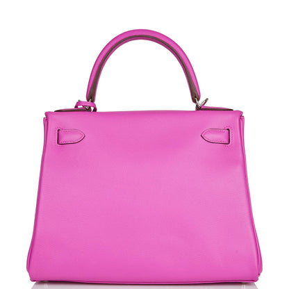 Hermes Kelly 28 Retourne Magnolia Evercolor Palladium Hardware