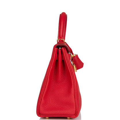 Hermes Kelly 25 Retourne Rouge Casaque Togo Gold Hardware