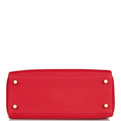 Hermes Kelly 25 Retourne Rouge Casaque Togo Gold Hardware
