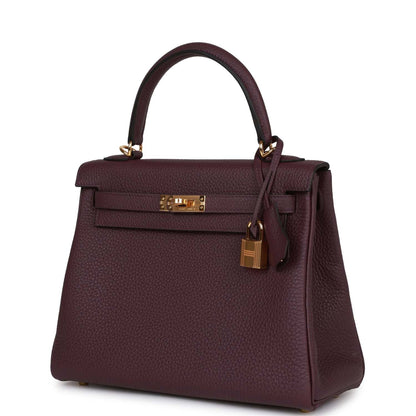 Hermes Kelly 25 Retourne Cassis Togo Gold Hardware