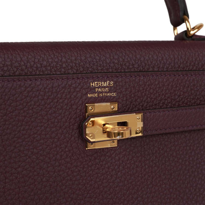 Hermes Kelly 25 Retourne Cassis Togo Gold Hardware