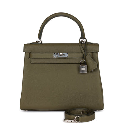 Hermes Kelly 25 Retourne Vert Veronese Togo Palladium Hardware