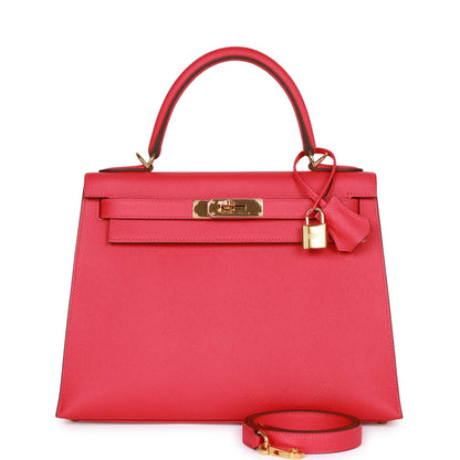 Hermes Kelly 28 Sellier Rose Extreme Epsom Gold Hardware